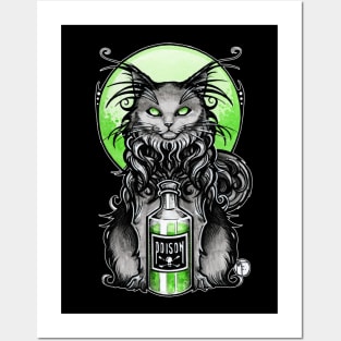 Black Cat With Poison Bottle Posters and Art